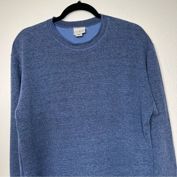 Vintage LL Bean Double Layer Wool Blend Crew Neck Blue Gray Shirt Men Medium - Picture 3 of 13